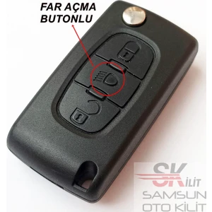 Skilit Samsun Oto Kilit Citroen Berlingo C3 C4 C5 3 Tuşlu Kumanda Kabı Anahtar Kabı Pil Yataksız Logolu