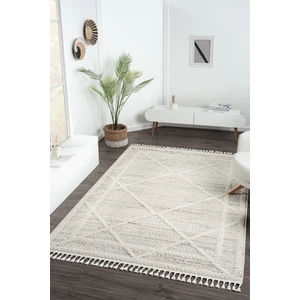 Eliz Home Krem Halı Modern Püsküllü Dokuma Halı Oturma Odası Salon Halısı