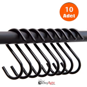 3x75 Siyah S Kanca, Mutfak Kanca, Banyo Kanca, Gardırop Kanca, 7,5 cm