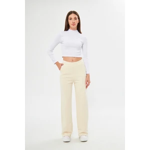 giyadda Kadın Krem Bol Paça Toparlayıcı Bel Sweatpants / Eşofman Altı
