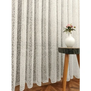 Evdepo Home Taç Desen Ekstraforlu Pilesiz Tül Perde Tek Kanat - Krem 100 x 250 cm