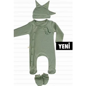 Tiny Lamb Cute Dino 3 Parça Organik Yenidoğan Mini Hastane Çıkış Seti %100 Pamuk