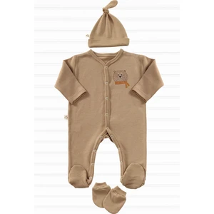 Tiny Lamb Cool Bear Unisex 3 Parça %100 Pamuk Hastane Çıkışı Takımı Organik Pamuk Yenidoğan Set