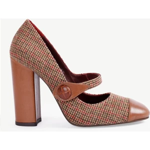 Retro Düğmeli Topuklu Kumaş Ayakkabı