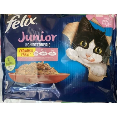 Felix Junior Tavuklu ve Sığır Etli Yaş Kedi Maması 4 x 85 gr12 Adet -