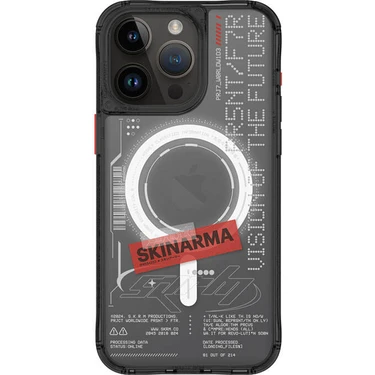 iPhone 15 Pro Max Uyumlu Skinarma Magsafe Şarj Özellikli Yazı Desen Airbag Orion Kılıf - Siyah