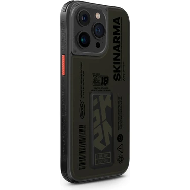 iPhone 15 Pro Max Uyumlu Kılıf Skinarma Desenli Airbag Tasarımlı Standlı Spunk Kılıf - Koyu Yeşil