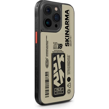 iPhone 15 Pro Max Uyumlu Kılıf Skinarma Desenli Airbag Tasarımlı Standlı Spunk Kılıf - Krem