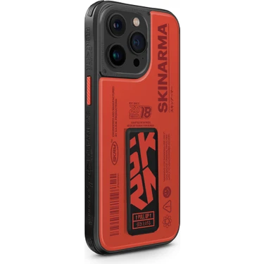 iPhone 15 Pro Max Uyumlu Kılıf Skinarma Desenli Airbag Tasarımlı Standlı Spunk Kapak - Turuncu