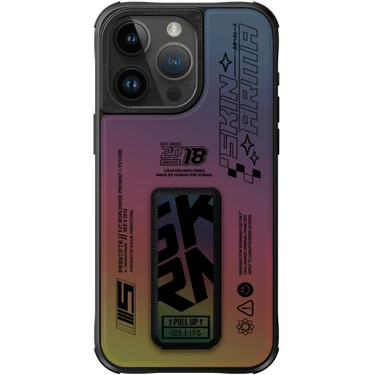 Skinarma iPhone 15 Pro Max Uyumlu Kılıf Skinarma Holografik Standlı Deri Görünümlü Kira Kobai Kapak