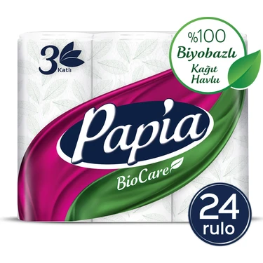 Papia Biocare Kağıt Havlu 24 Rulo (6 Rulo x 4