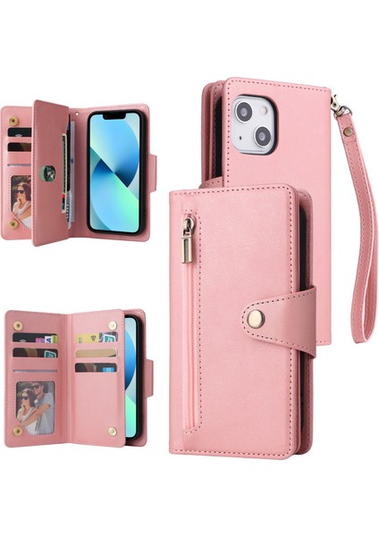 Ile Uyumluiphone 13 Mıknatıslı Deri Zip Cüzdan Kart Sahibi (Yurt Dışından)