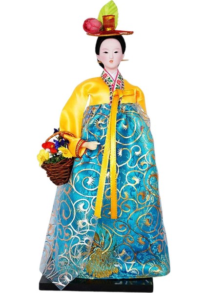 Geyşa Heykelcik 12 "ayakta Hanbok Minyatür Figürleri Sarı Şil (Yurt Dışından)