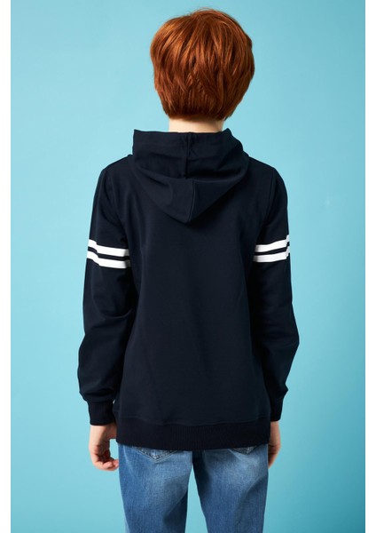 Washington Baskılı Kapüşonlu Erkek Çocuk Sweatshirt Lacivert indirimleri