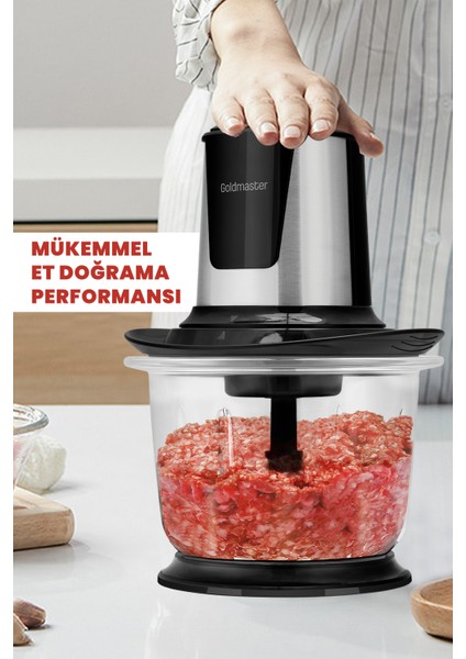 Chopperix Inox 1.5 Litre Büyük Cam Hazneli 4 Bıçaklı Paslanmaz Çelik Rondo Doğrayıcı