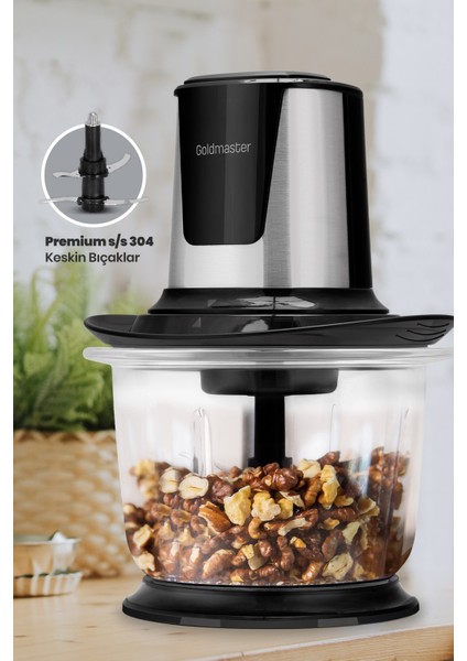 Chopperix Inox 1.5 Litre Büyük Cam Hazneli 4 Bıçaklı Paslanmaz Çelik Rondo Doğrayıcı