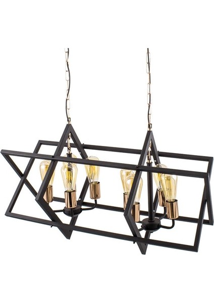 8'li E27 Duy Siyah / Gold Renk Metal Sarkıt Avize