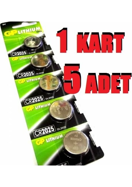 GP 5 Adet CR2025 Pil Cr 2025 Pil Bios Para Pil Baskül Tartı Pili Bios Kumanda Pili Anahtar