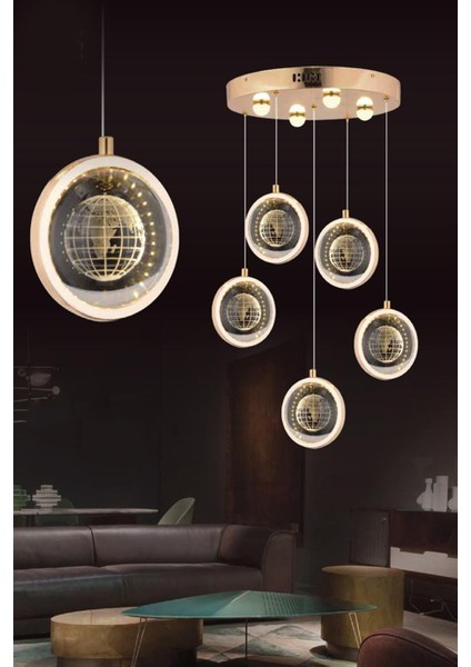 8W 5'li Gold Sarkıt LED Avize