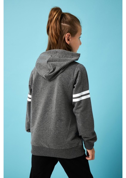 Washington Baskılı Kapüşonlu Erkek Çocuk Sweatshirt Antrasit modelleri