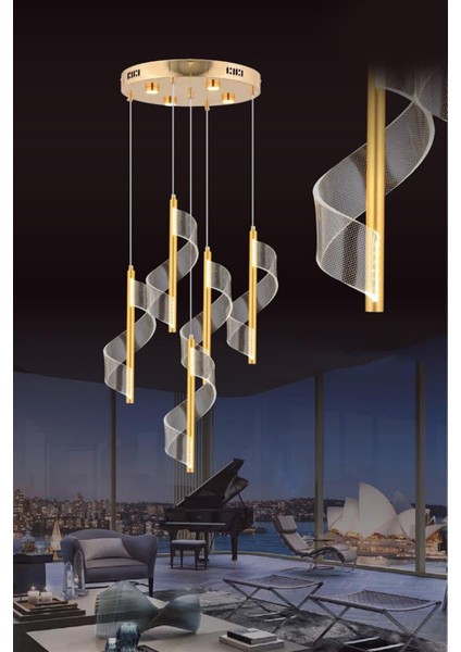 4W 5'li Gold Sarkıt LED Avize