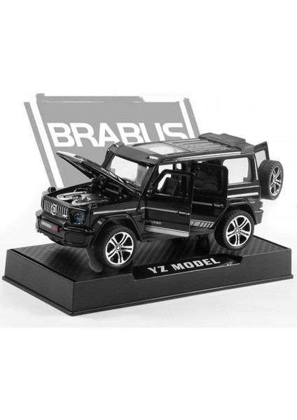 Parlak Siyah Brabus [altı Kapı + Ses ve Işık + Teşhir Tabanı] 1:32 Alaşım Araba Modeli Simülasyon Ses ve Işık Kapısı Off-Road Araba Modeli Çocuk Oyuncak Araba Süsleri (Yurt Dışından)