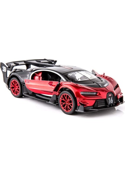 Saytay Bugatti Vision Gt Supercar 1/32 Çinko Alaşımı Döküm Geri Çekin Araba Modeli Oyuncak Ses ve Işık Erkek Kız (Kırmızı) ST-001 (Yurt Dışından)
