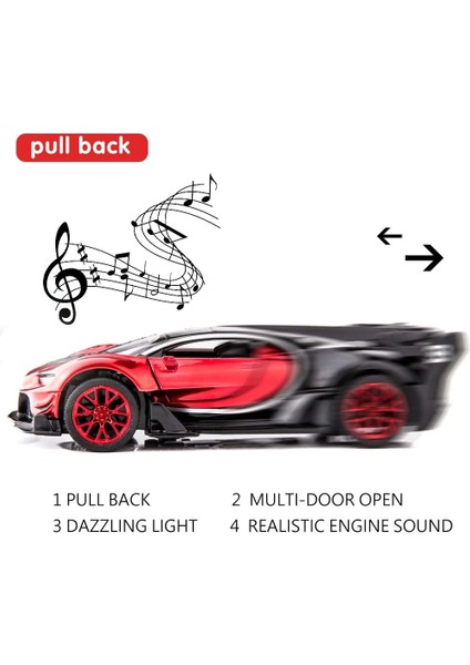 Saytay Bugatti Vision Gt Supercar 1/32 Çinko Alaşımı Döküm Geri Çekin Araba Modeli Oyuncak Ses ve Işık Erkek Kız (Kırmızı) ST-001 (Yurt Dışından) modelleri