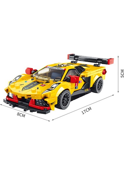 Çocuk Yapı Taşı Araba Montaj Modeli Geliştirme Zeka Yarışı Dıy Çocuk Oyuncağı (Snow Lan Corvette C8R 666019) (Yurt Dışından)