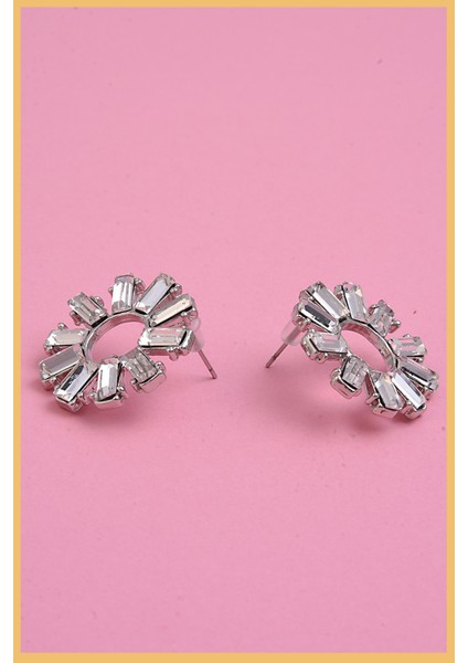 Gümüş Baget Taşlı Güneş Küpe fiyatları