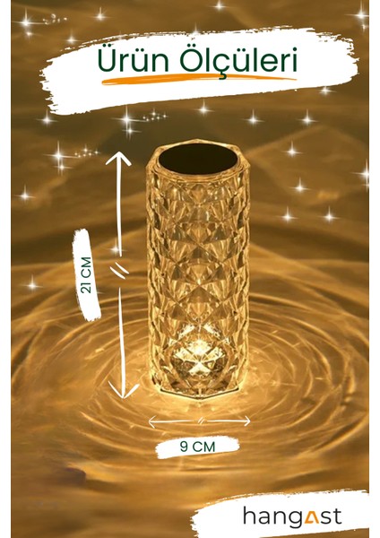 HL-004RGB Kristal 5V Şarjlı Kumandalı Masa Lambası LED Dokunmatik 16 Renkli Akrilik