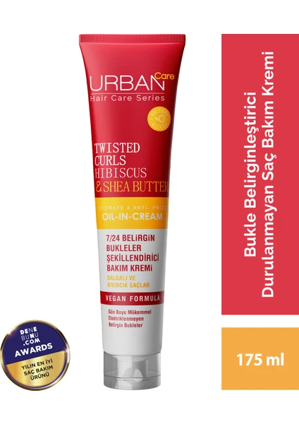 URBAN Care Hibiscus&Shea Butter Kıvırcık ve Dalgalı Saçlara Özel Şekillendirici Bakım Kremi-175 ML