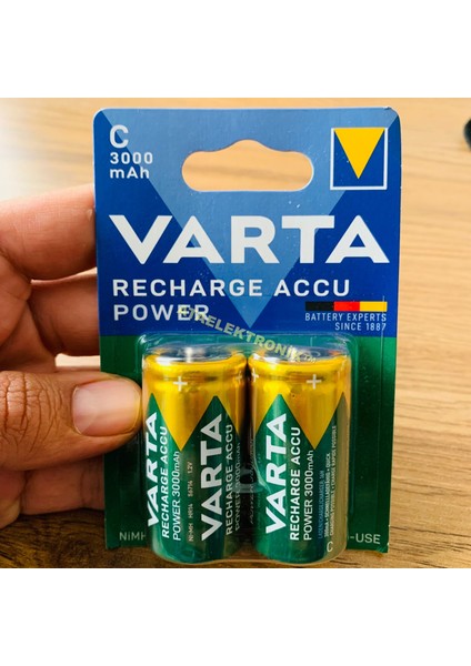 VARTA C BOY ŞARJ EDİLEBİLİR ŞARZLI PİL 3000 Mah, Ni-Mh HR14, 220HC, C, R14, MN1400, LR14, E93, 4014, KC, AM2, 814