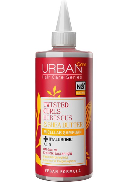 URBAN Care Hibiscus&Shea Butter Kıvırcık ve Dalgalı Saçlara Özel Miselar Şampuan-Sülfatsız-340 ML