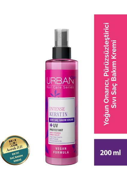 URBAN Care Intense Keratin Aşırı Yıpranmış Cansız Saçlara Özel Sıvı Saç Bakım Kremi-Vegan-200 ML