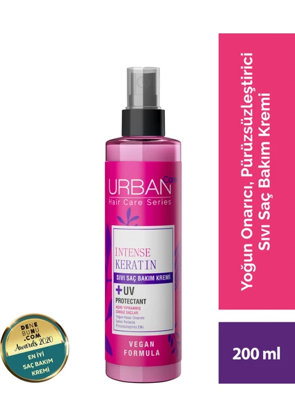 URBAN Care Intense Keratin Aşırı Yıpranmış Cansız Saçlara Özel Sıvı Saç Bakım Kremi-Vegan-200 ML