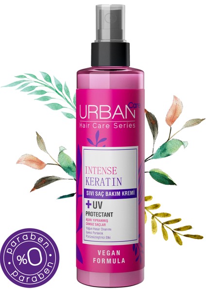 URBAN Care Intense Keratin Aşırı Yıpranmış Cansız Saçlara Özel Sıvı Saç Bakım Kremi-Vegan-200 ML