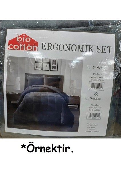 Gri Peluş Kadife/wellsoft Çift Kişilik Ergonomik Yorgan Seti (Yastık Kılıflı) fırsatları