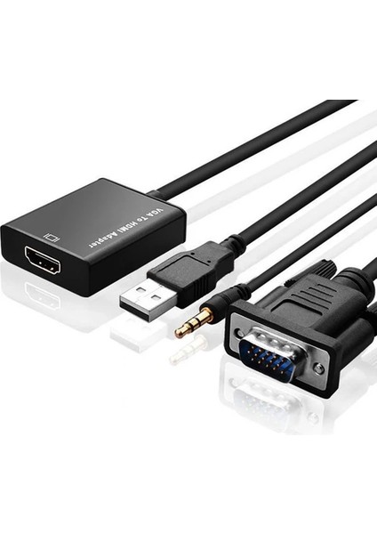 VGA To HDMI Çevirici Dönüştürücü Adaptör Kablo Ucu Çevirici