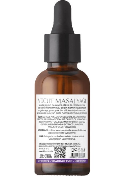 % 100 Doğal Mini Vücut Ve Masaj Yağı Lavanta 50mL