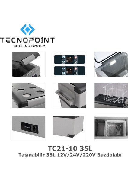 Tecno Point Tecnopoint TC21-10 Taşınabilir Araç Buzdolabı 35 Litre 12V/24V/220V