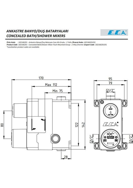Tiera Ankastre Mat Siyah Banyo Bataryası 2 Parça Set / 2 Yollu (102167205C1-KDE+102166201C1) indirimleri