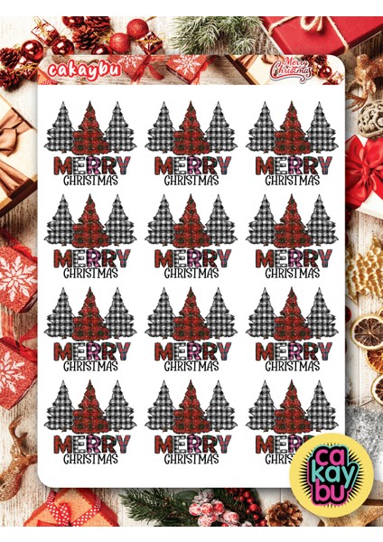 Hediye Paketi Christmas Sticker Set A4 Boyutunda 1 Sayfa