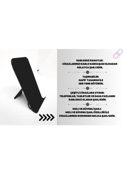 Kablosuz Şarj Cihazı Standı / Kablosuz ve USB ile Şarj Edilebilir Şık Şarj standı