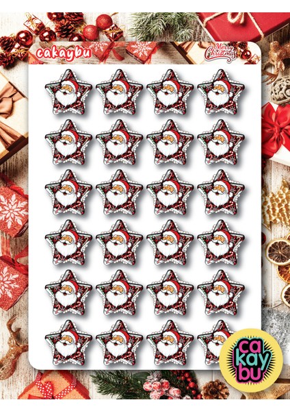 Hediye Paketi Christmas Sticker Set A4 Boyutunda 1 Sayfa