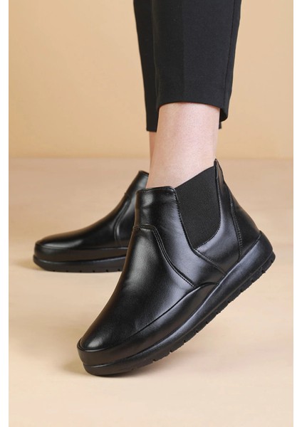 Kadın Siyah Topuk Jelli Rahat Kalıp Fermuarlı Bot Ayakkabı modelleri