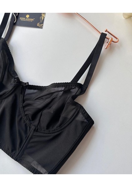 Ivy Siyah Transparan Balenli Korse Tül Sütyen fırsatları