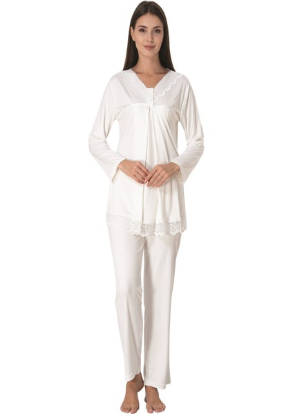 Ekru Hamile Lohusa Pijama Takımı