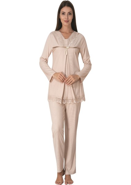 Kahverengi Hamile Lohusa Pijama Takımı