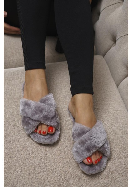 OCT Shoes Çapraz Peluş Terlik 1026
